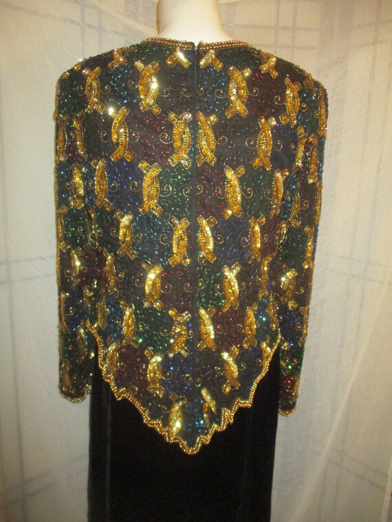 Lawrence Kazar sequined beaded long sleeve top - image 5