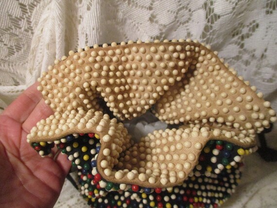 antique beaded drawstring pouch/bag/wristlet - image 8