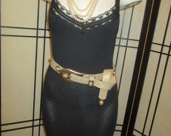 Leatherock Snakeskin Embossed Belt With Faux Pearl  display picture 1