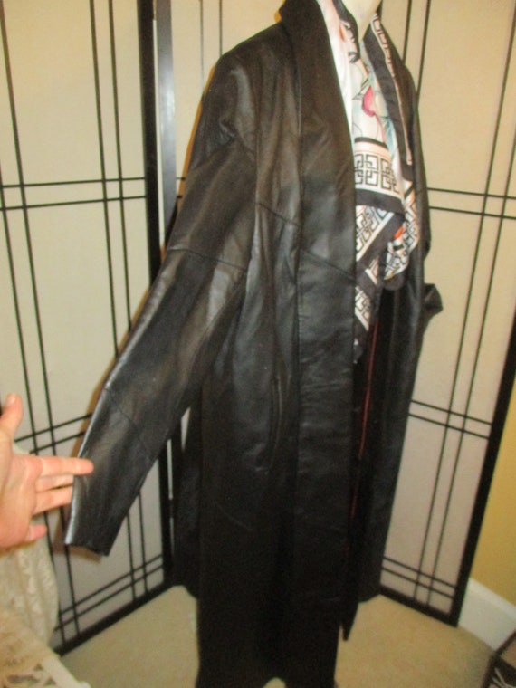 Marvin Richard long leather open front coat - image 4