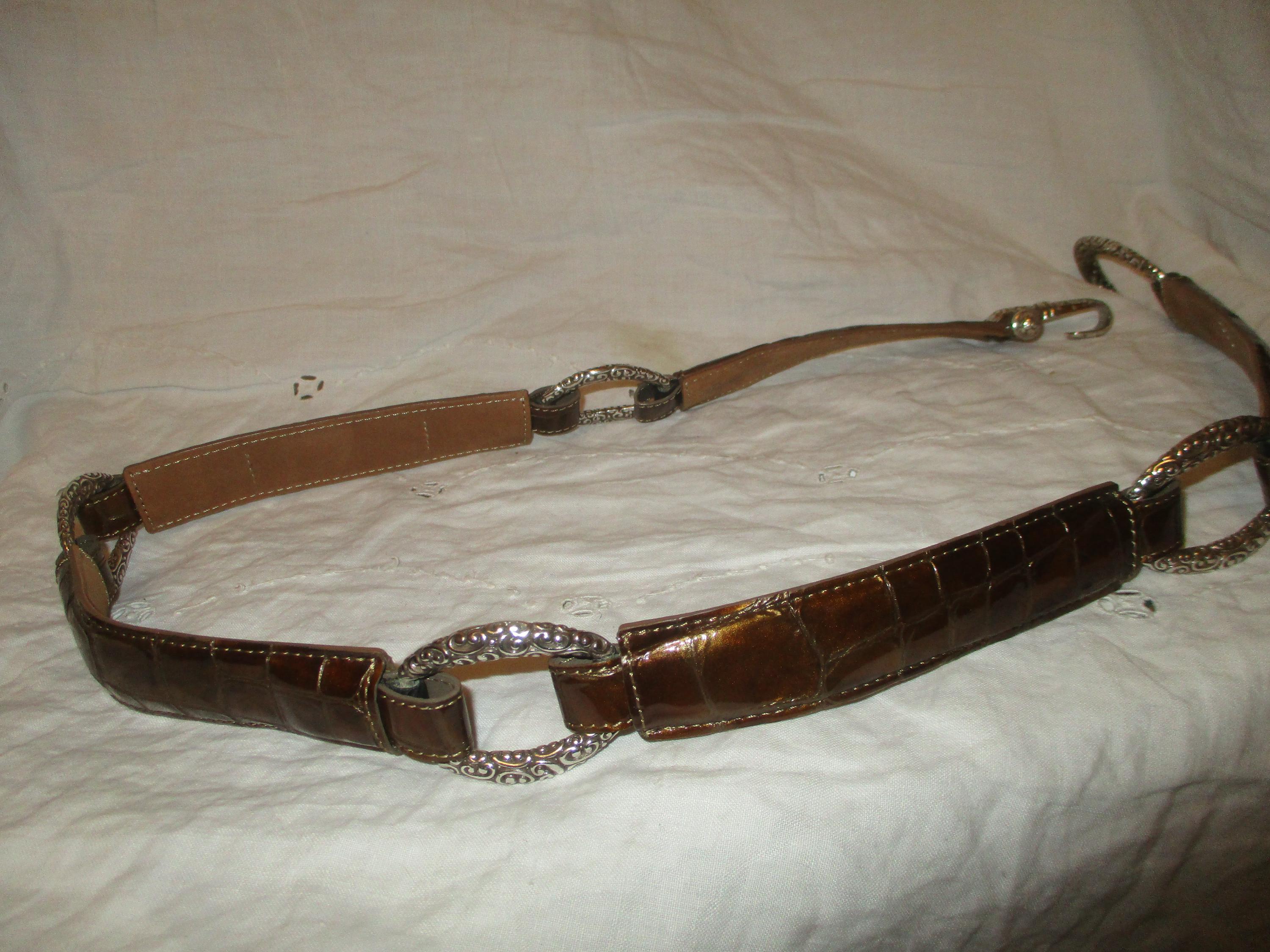 Brighton Vintage Patent Croc Embossed Leather Belt - Etsy