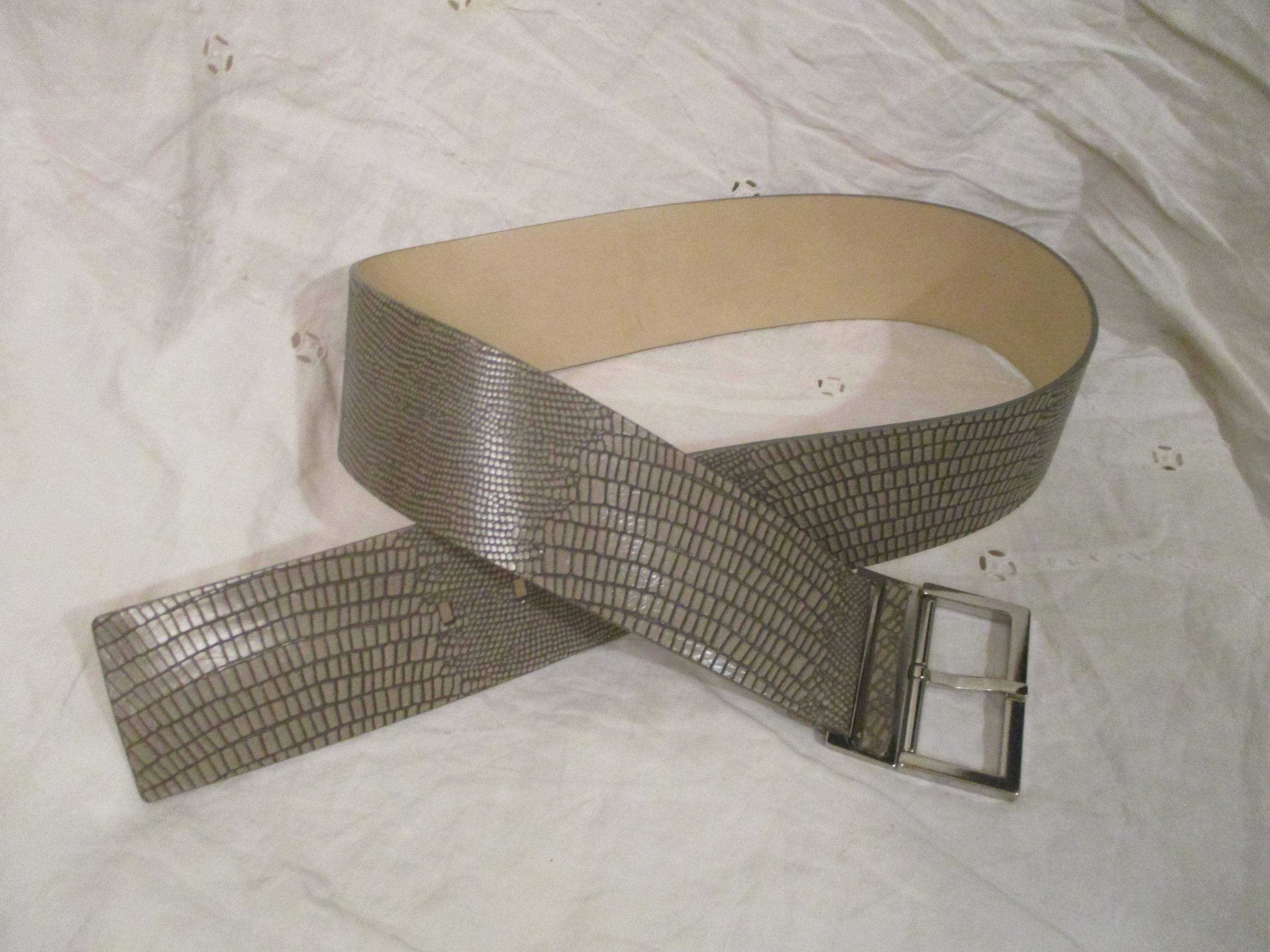 Reptile BANA REPUBLIC belt,genuine leather, M Banana Republic Vintage Wide Reptile Embossed Leather Belt  main image 4
