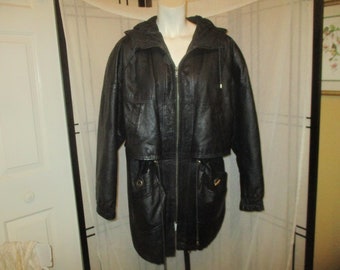 Comint hooded leather trench coat