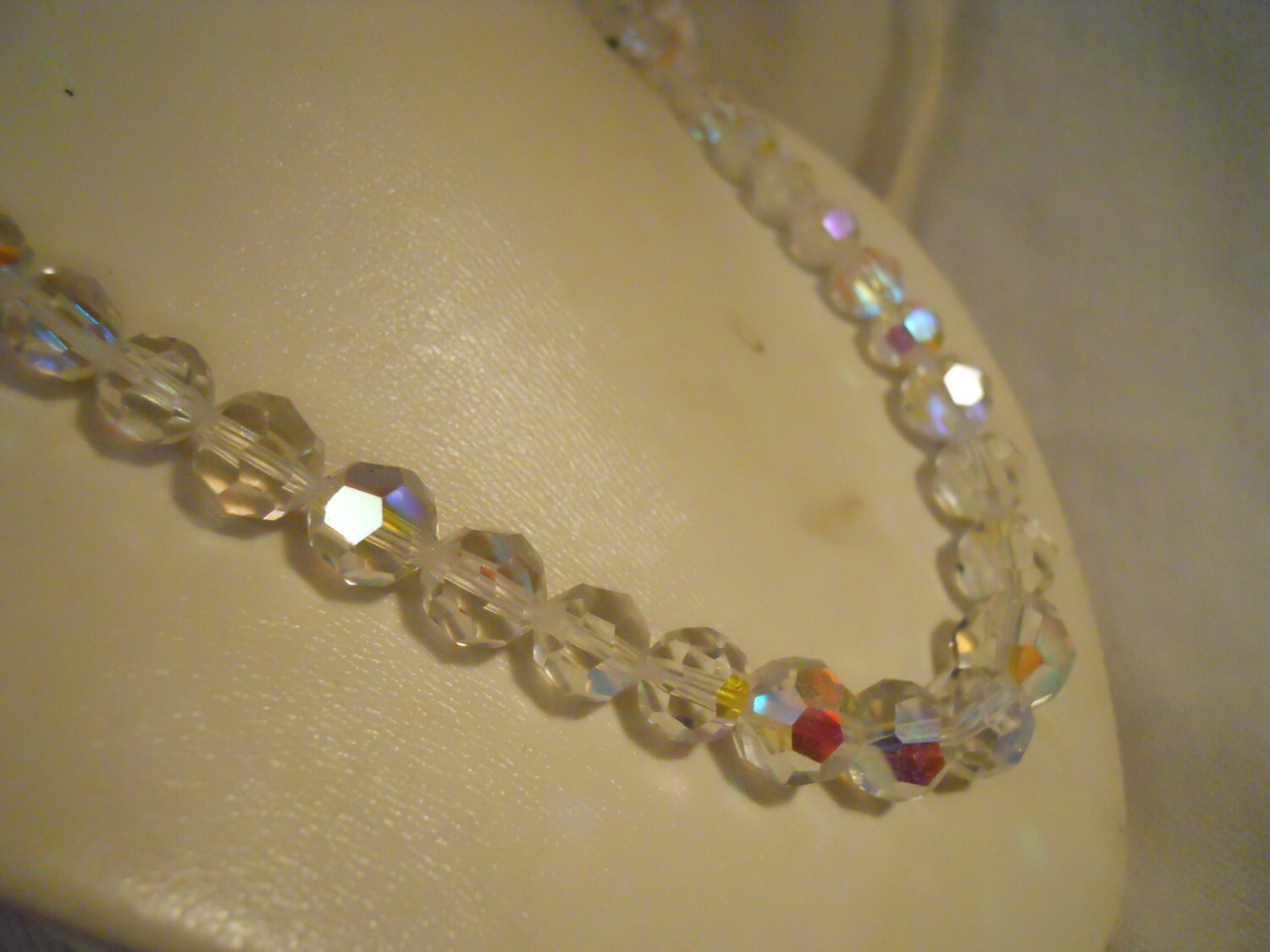 Collier Vintage Orange - Perles De Murano Et Cristaux - Occasion