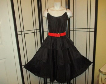 tiered fit & flare taffeta party dress
