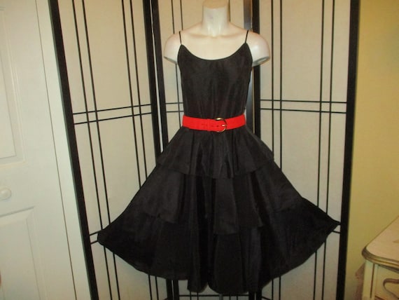 tiered fit & flare taffeta party dress