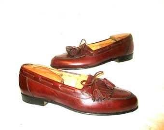 90s Vintage Leather Tassel Loafers - Men's Size 8.5 - Etsy