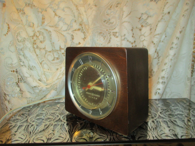 General Electric Art Deco Wood Case Electric Alarm Clock Etsy