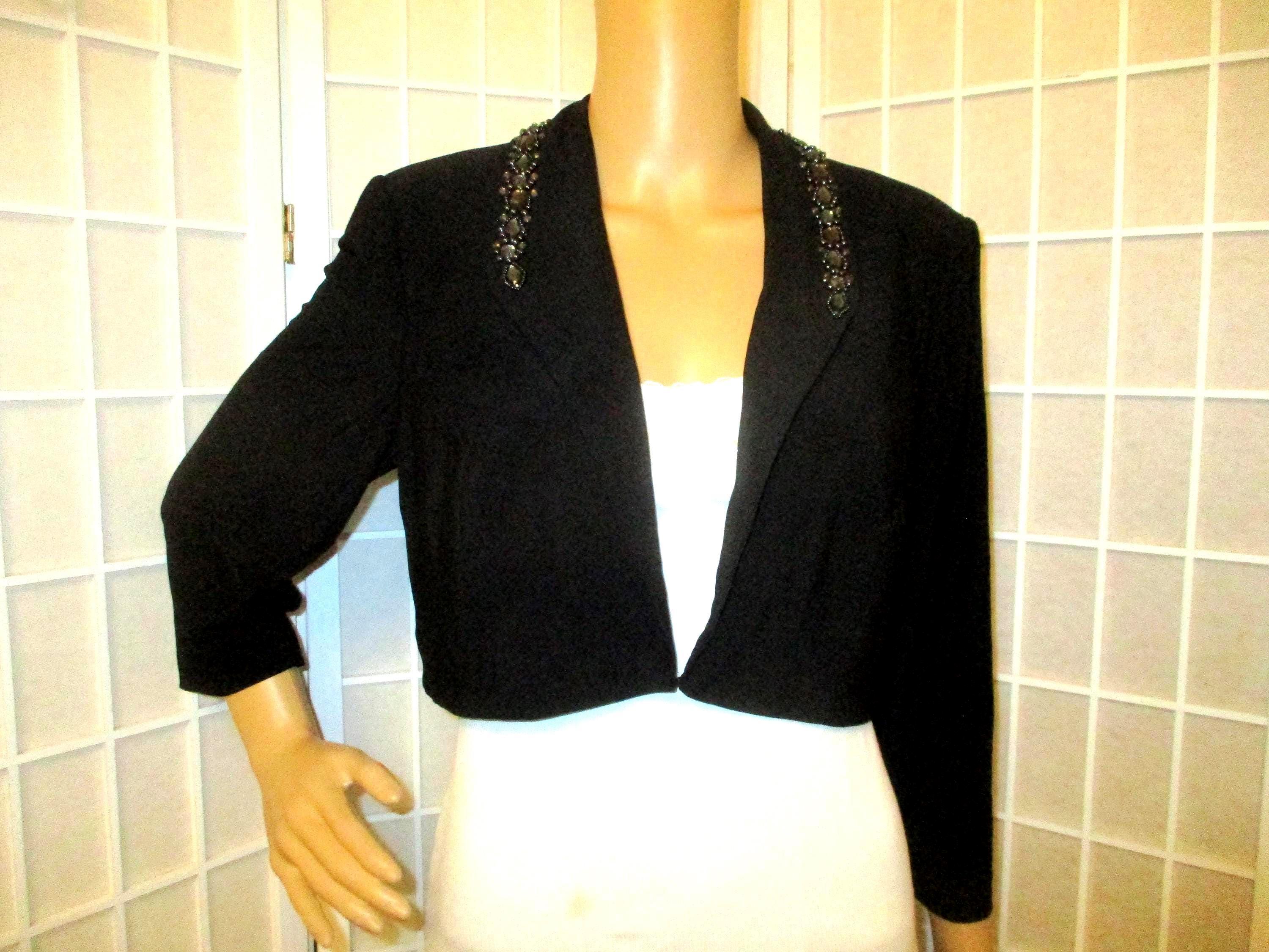 Alex Evenings Cropped Knit Beaded Trim Evening Jacket - Etsy