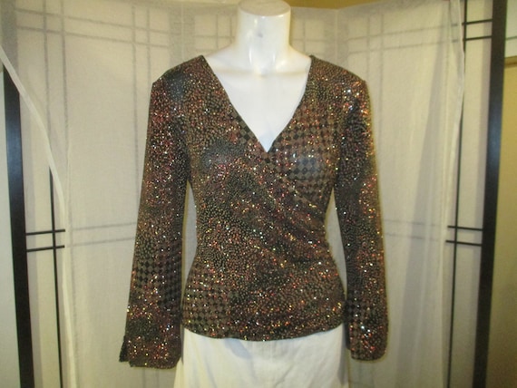 MSK mock wrap stretchy glitter long sleeve night … - image 1