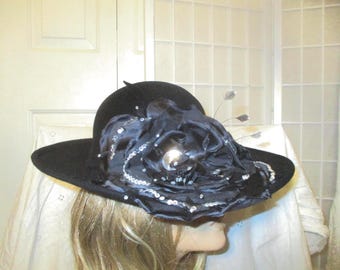 Liz Claiborne Wool Felt Wide Brim Hat - Etsy display picture 3