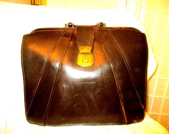 Maletín grande de cuero vintage de Mutual Brief Case Co. Inc.