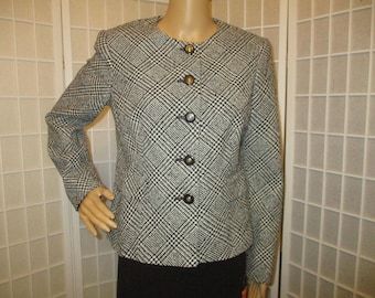 Jones New York black & white check blazer/jacket