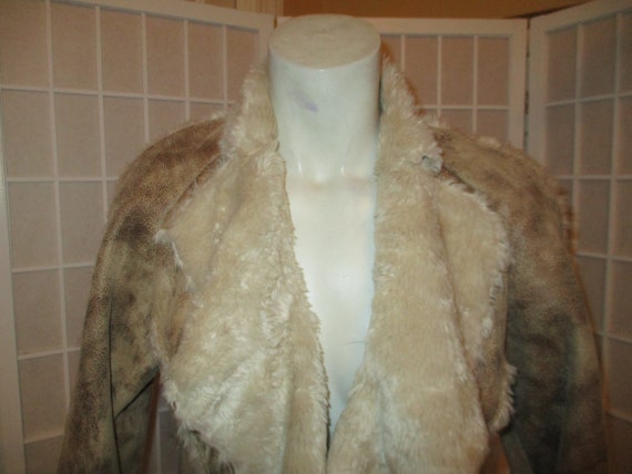 Pamala McCoy distressed faux leather/faux fur coat - image 2