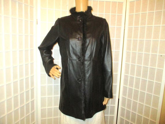 Centigrade Outerware Vintage Leather Coat With Faux Fur Trim - Etsy