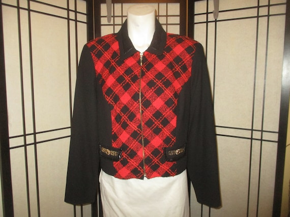 City Girl by Nancy Bolen Short Plaid Jacket/blazer 