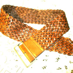 Streets Ahead Extra Wide Woven Leather Belt - Etsy display picture 3