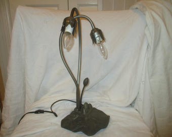 Tiffany style cast metal 2 socket lily pad lamp base