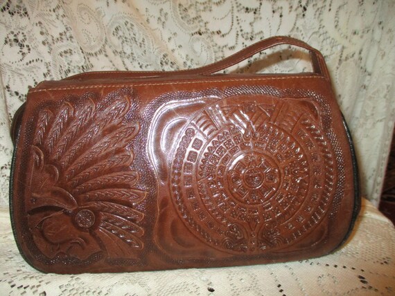 Tooled leather shoulder bag - image 4