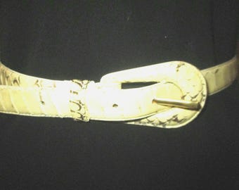 Vintage Ritz Snake Skin Belt Vintage RITZ Yellow Genuine Snake Skin Leather Belt Size S  main image 3