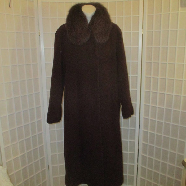 vintage Forecaster of Boston deep purple wool coat with genuine fox fur collar size 12