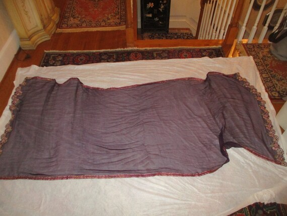 huge sheer silk crepe embroidered wrap - image 9