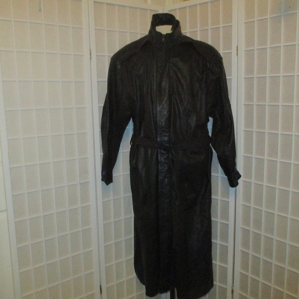 vintage G-III long belted leather trench coat size M men's