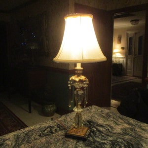 crystal and bass tall candlestick /buffet table lamp