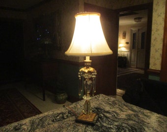 crystal and bass tall candlestick /buffet table lamp