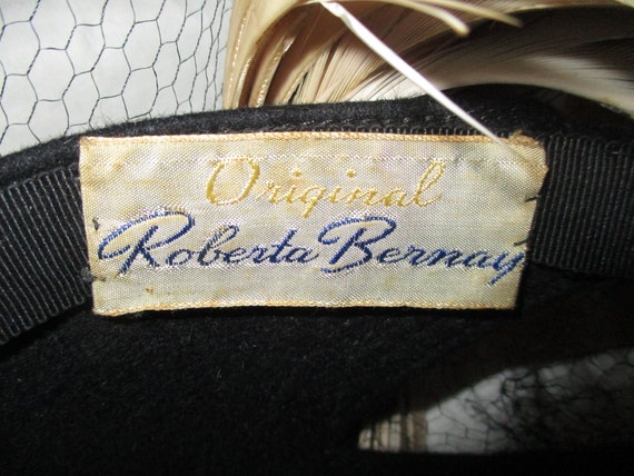 Roberta Bernays full veil feather hat - image 6