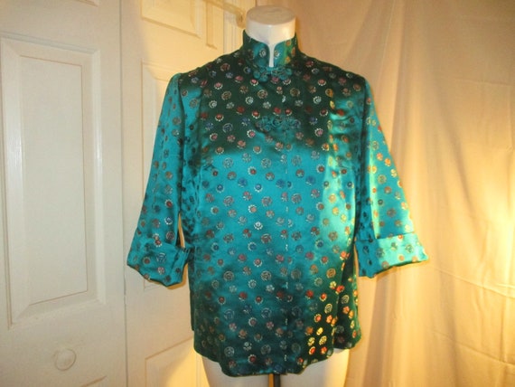 silk jacquard mandarin swing jacket