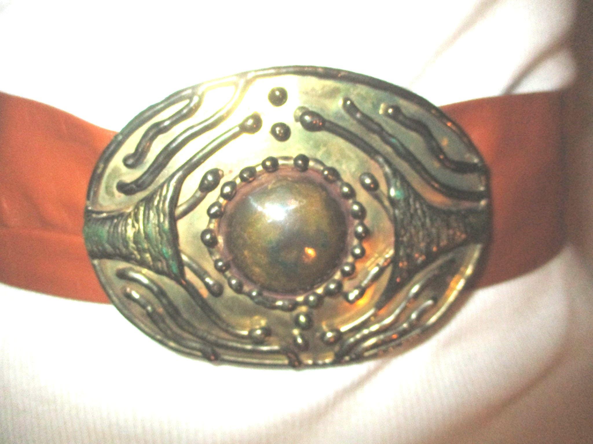 Leather Belt With Brass and Copper Buckle - Etsy display picture 2