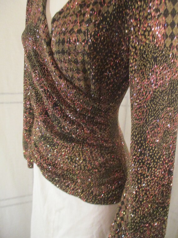 MSK mock wrap stretchy glitter long sleeve night … - image 6