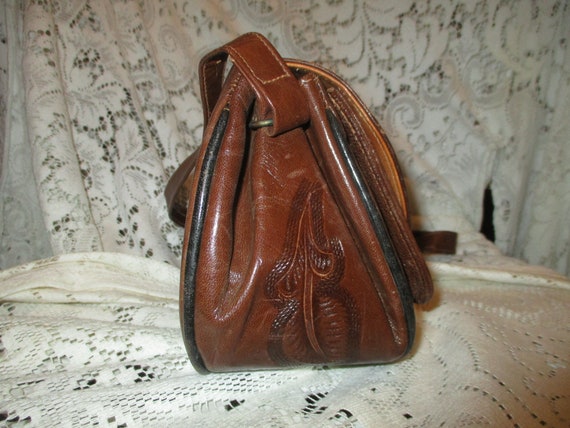 Tooled leather shoulder bag - image 3