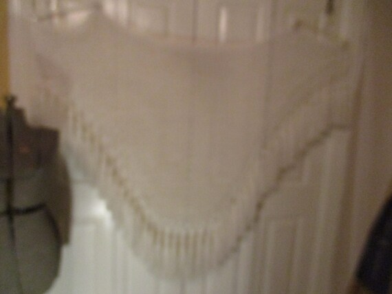 crocheted tassel fringed shawl - image 8