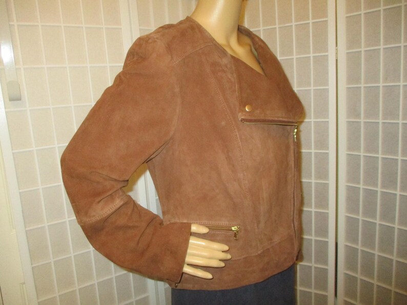Talbots vintage-motorcykeljacka i sliten getmocka bild 5