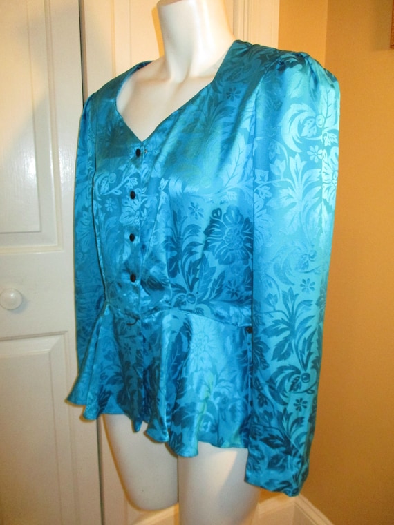 Liz Claiborne silk damask peplum blouse - image 2