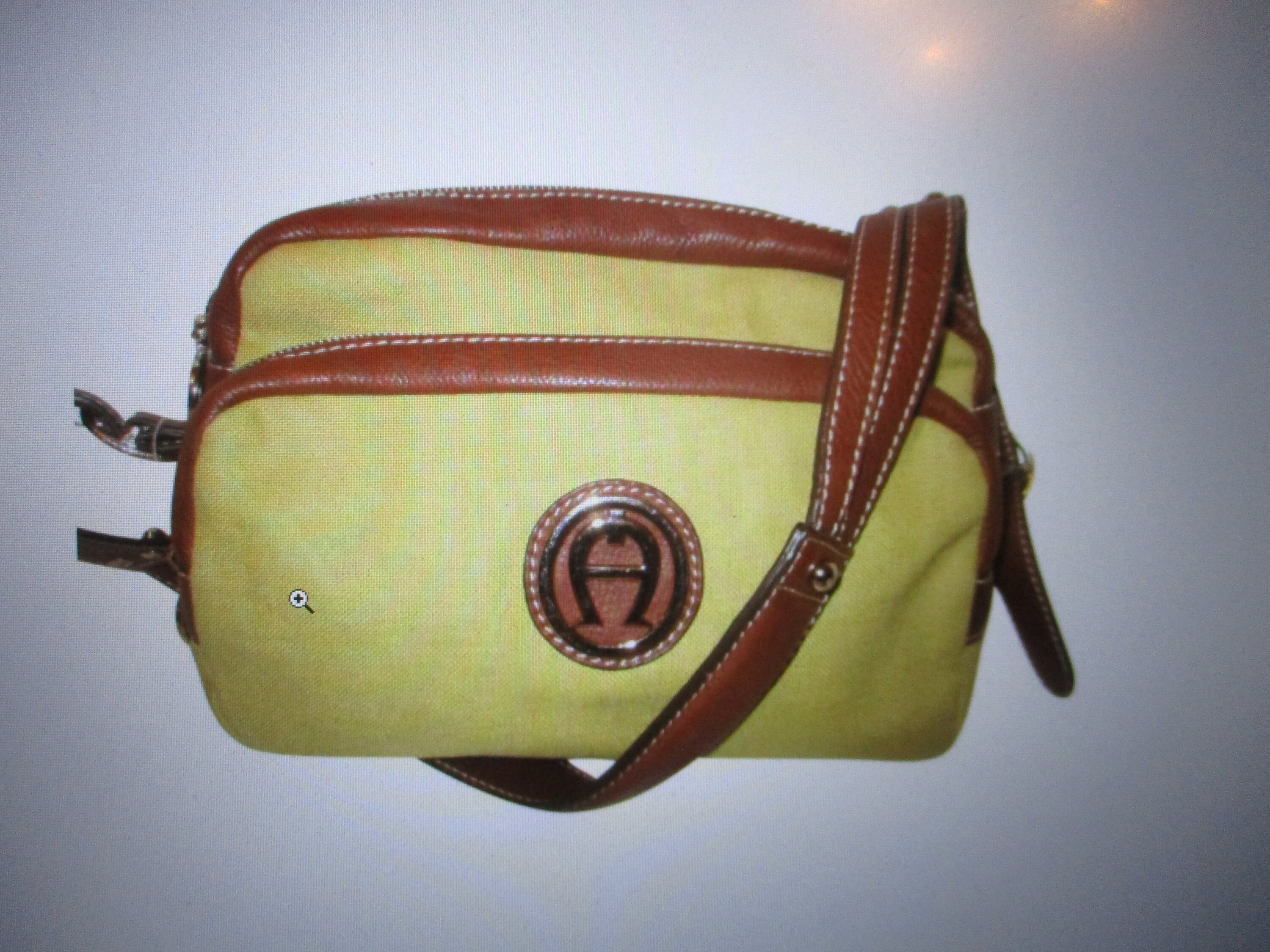 Etienne Aigner Leather Trim Canvas Organizer Shoulder Bag