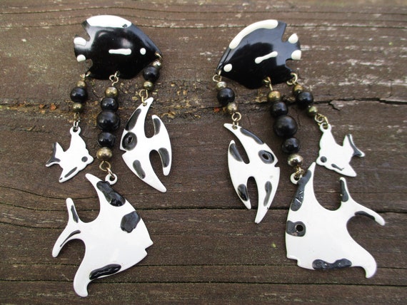 Tropical fish dangle earrings - image 1