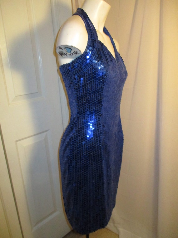 sequined racer back cocktail party dress - image 3