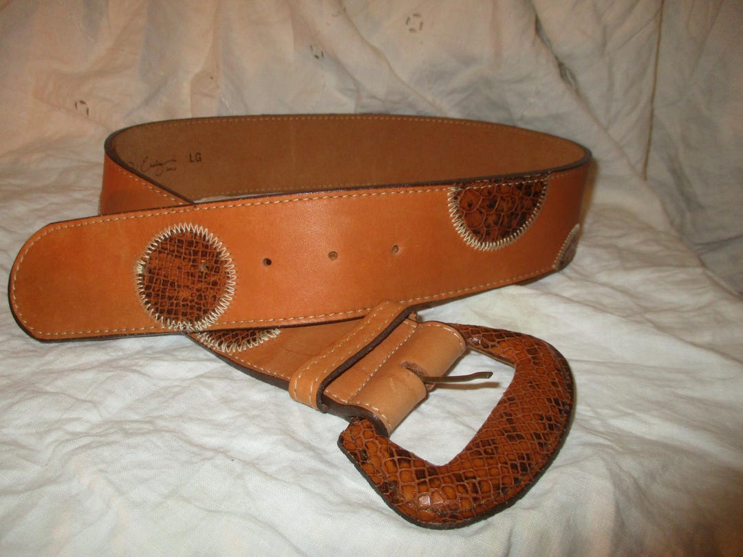 Catherine Dial Easley Vintage Leather Belt With Snakeskin  display picture 1