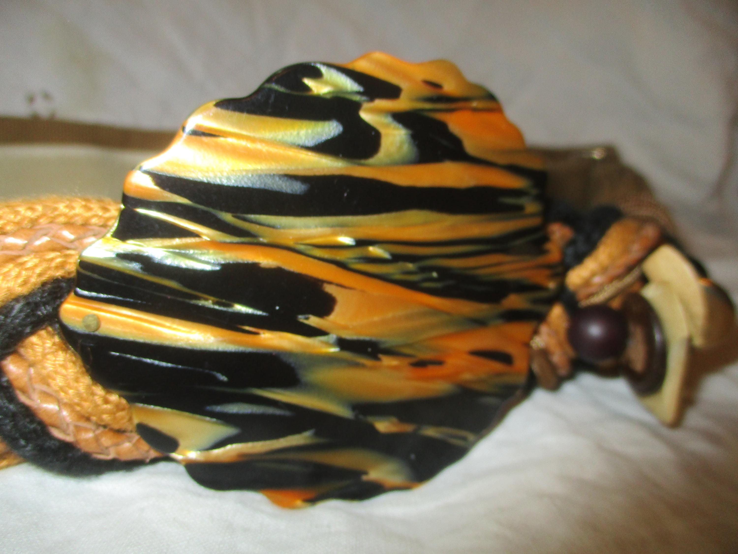 Carolyn Tanner Designs Braided Jute Bead Belt Multi Color Boho Waist Belt OS Carolyn Tanner Designs Braided/beaded Adjustable Retro/boho  main image 2
