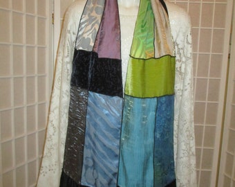 Caron Miller silk, velvet patchwork scarf
