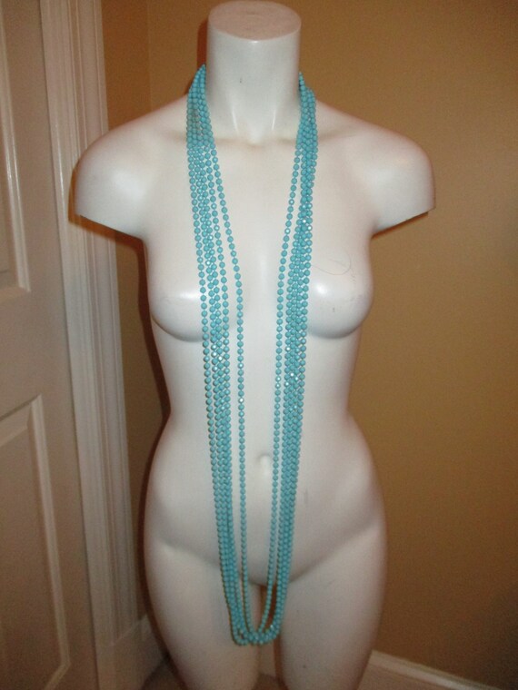 X long 5 strand turquoise beaded necklace - image 3