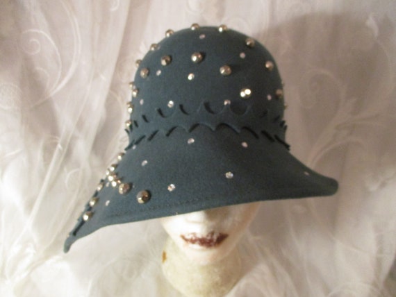 Designed by Sylvia studded wool felt cloche