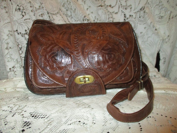 Tooled leather shoulder bag - image 1