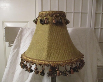 vintage burlap tassel fringe bell lamp shade