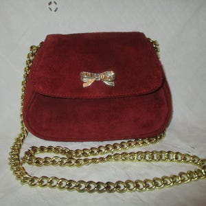 Bolso bandolera/cartera de mano/bolso de hombro de ante burdeos vintage de Talbots