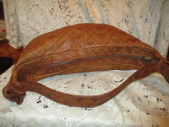 geometric embossed leather hobo - image 6