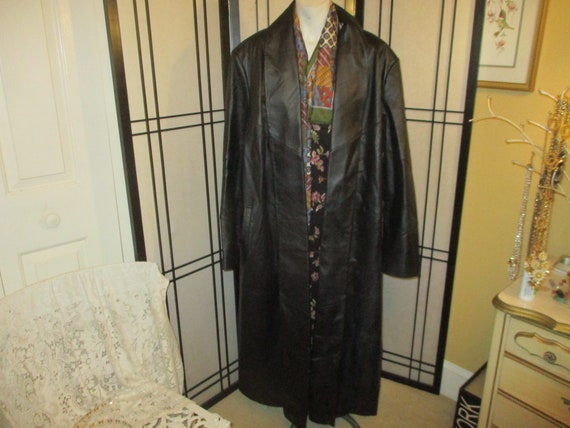 Marvin Richard long leather open front coat - image 1